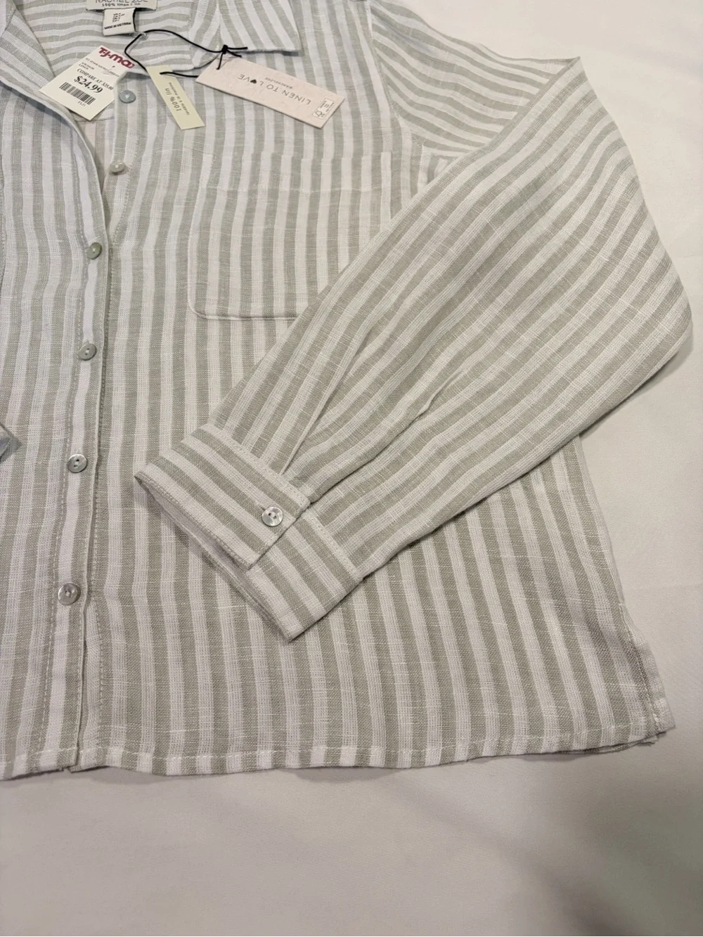 NWT Rachel Zoe 100% Linen Striped Shirt—Size L - Picture 6 of 7